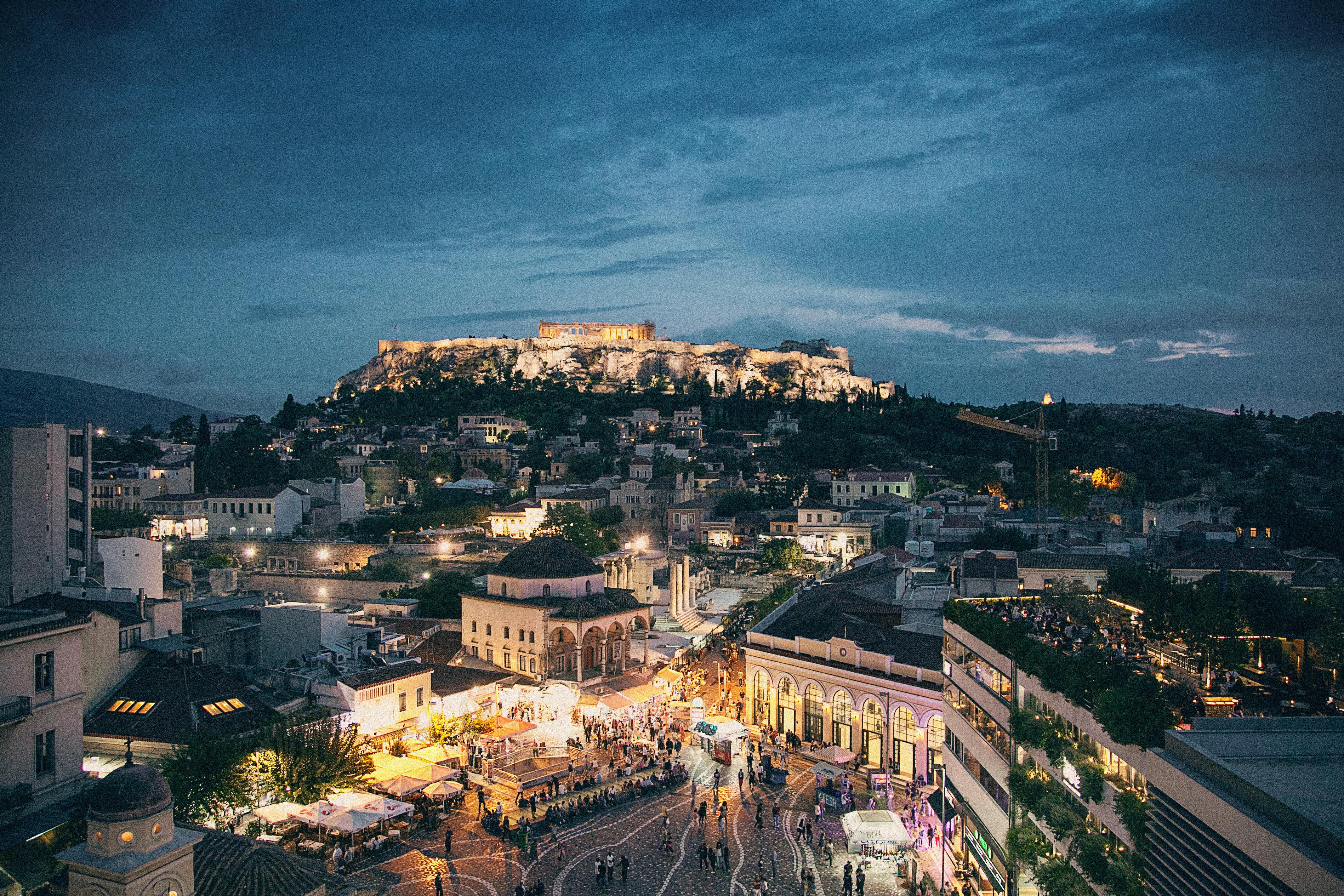 View of Athens and its historic landscape in Greece