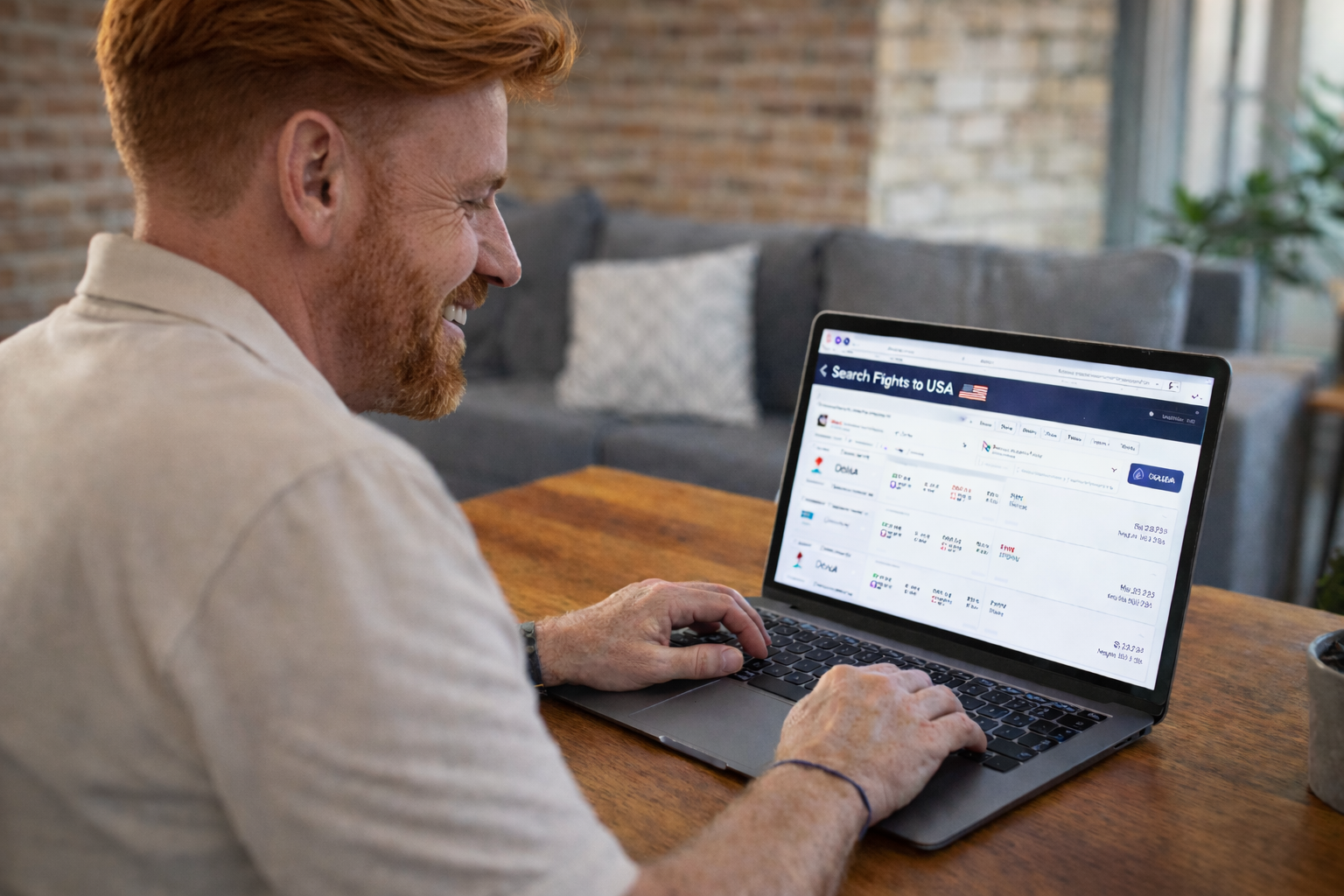 Arte sobre compra de voos para os Estados Unidos com busca de passagens e cenário de viagem